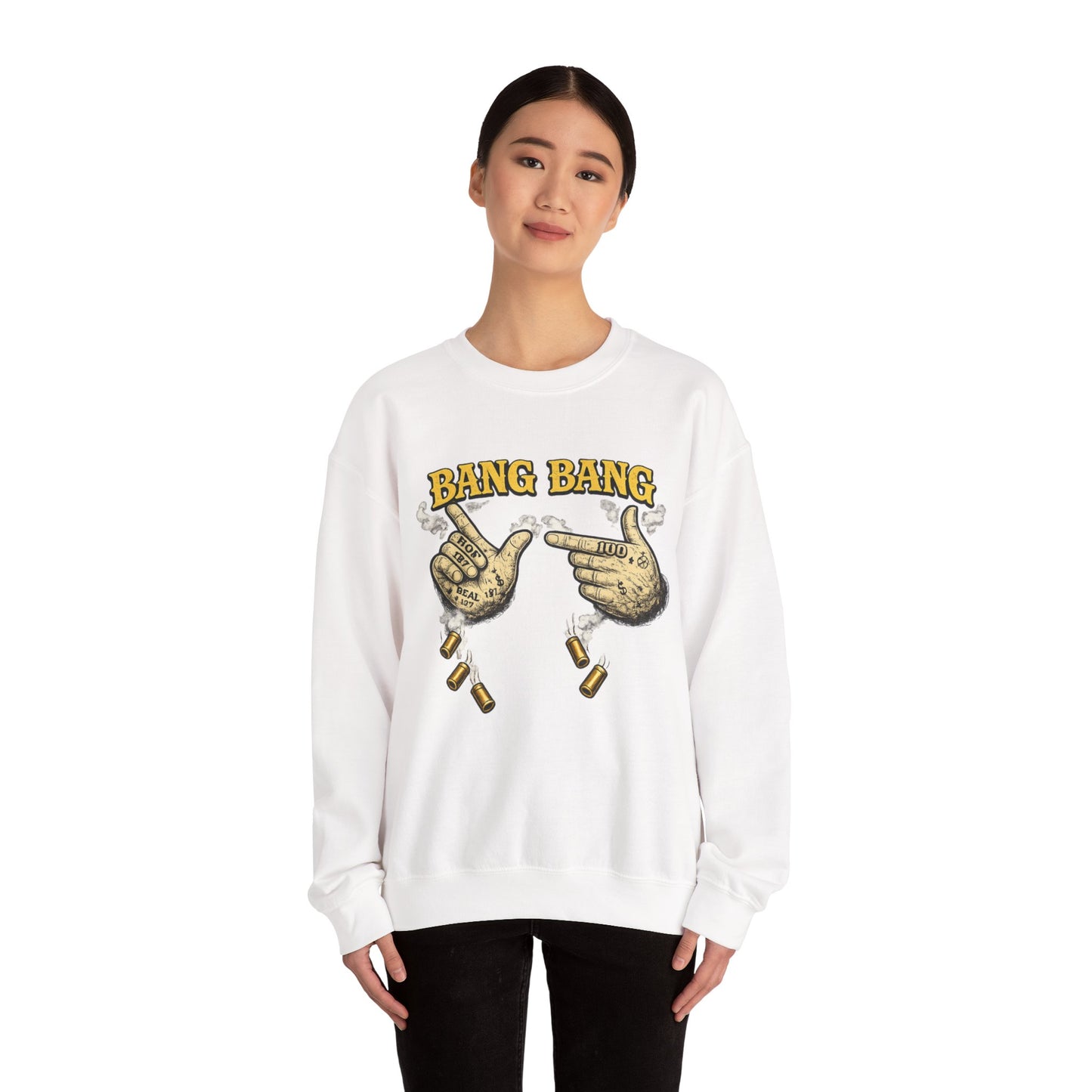 Bang Bang Crewneck (White) | House of Franklin