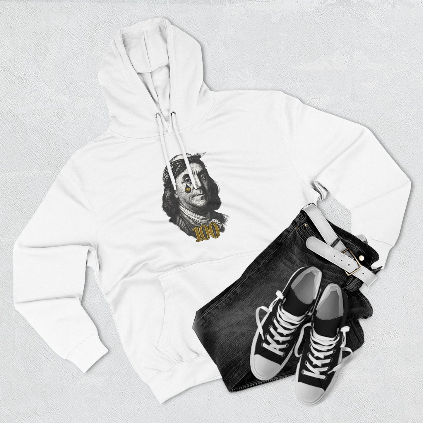 “Hustle Over Pain” 100 Hoodie (White) | House of Franklin