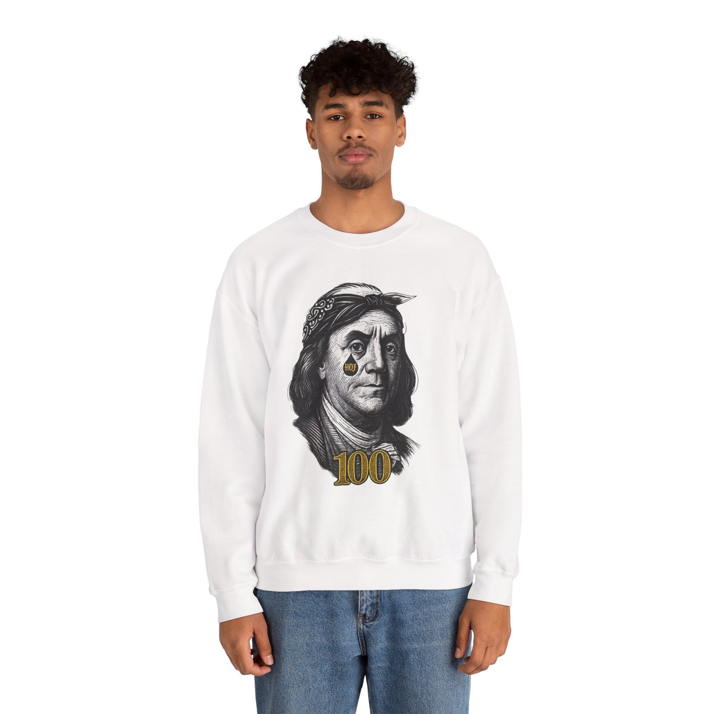 “Hustle Over Pain” 100 Sweatshirt (White)| House of Franklin
