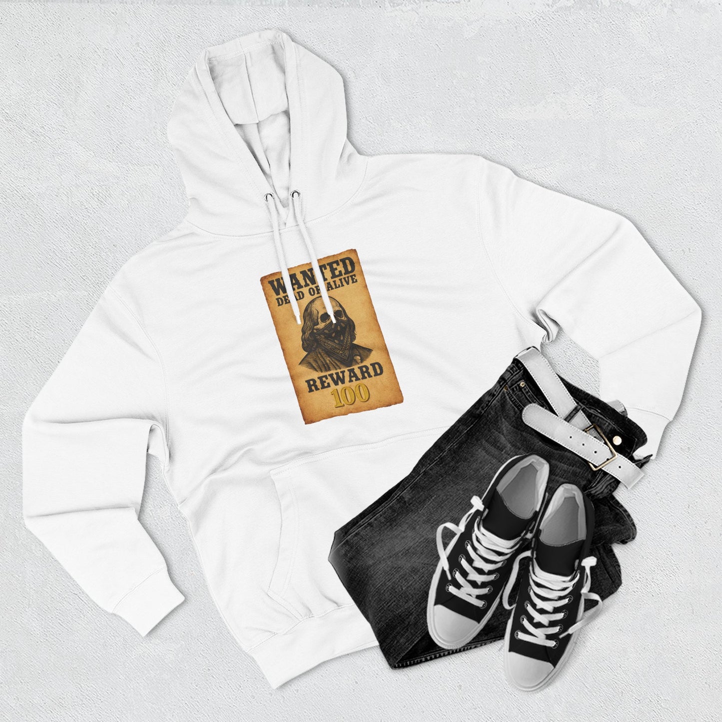 Wanted 100 Hoodie (White) | House of Franklin